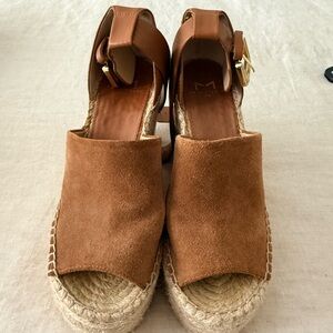 Marc Fisher Tan Suede Espadrille Wedges